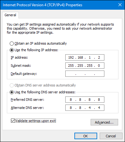 How do I manually set an IP address?