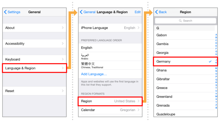 What is region settings on iPhone?