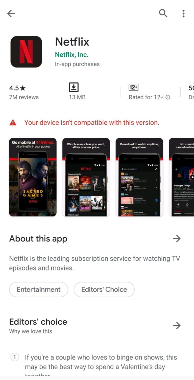 Why is Netflix not supported on my device?