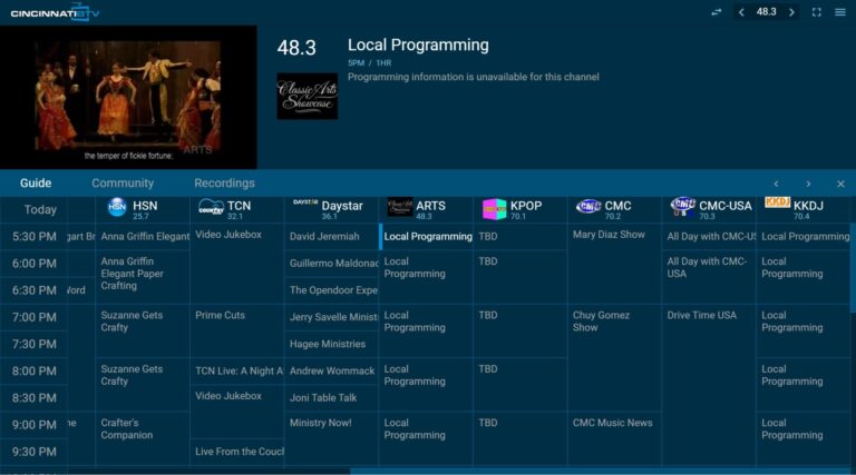 What app streams live local channels?