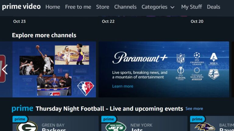 Does Amazon Prime have live sports channels?