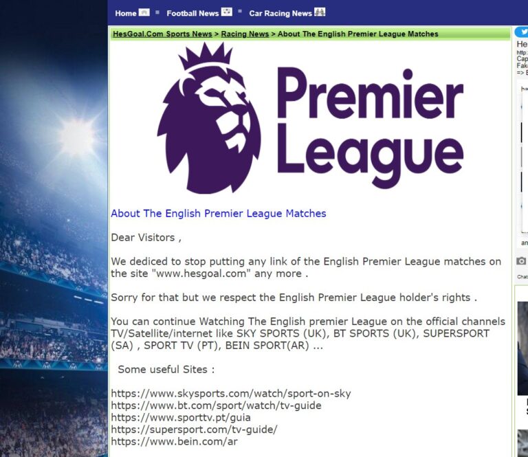 Why has Hesgoal stopped showing Premier League games?