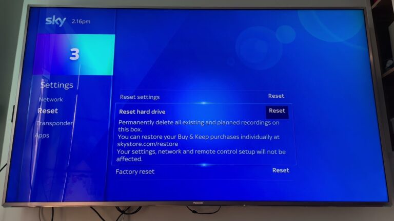 How do I get to advanced settings on Sky Q?