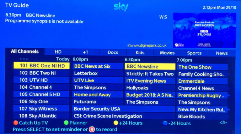 What are the free channels on Sky (no card)?