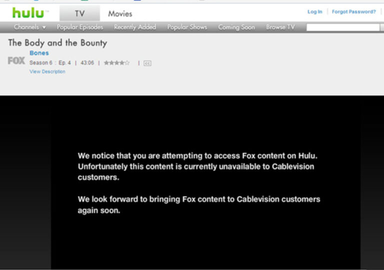 Why is Fox blocked on Hulu?