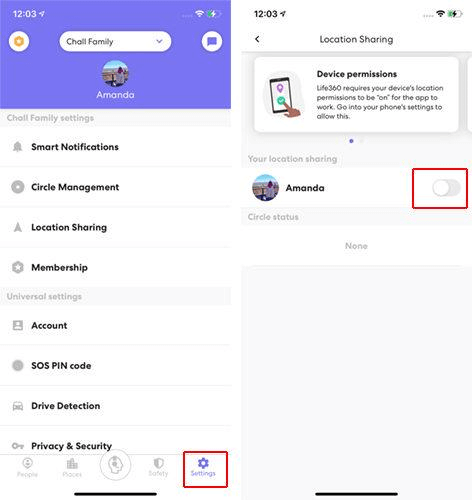 Can parents turn off their location on Life360?