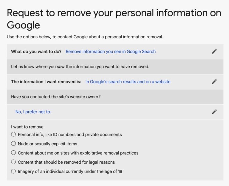 How do I block my personal information on Google?