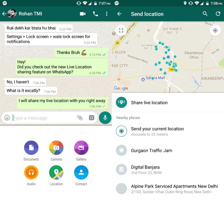 How does WhatsApp live location get updated?