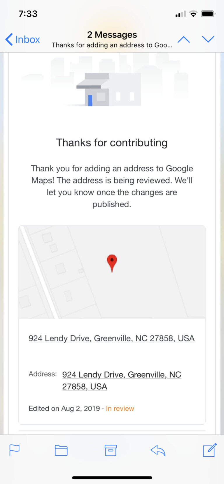 How long does it take Google to add address?