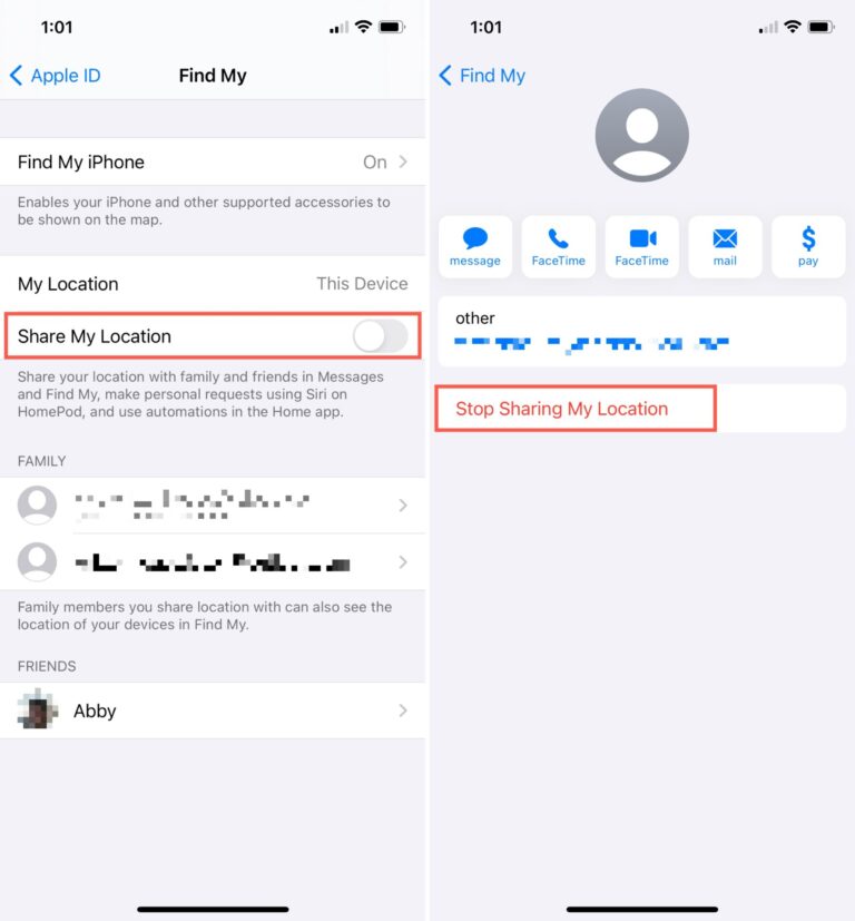 How to stop sharing location on Find my App?