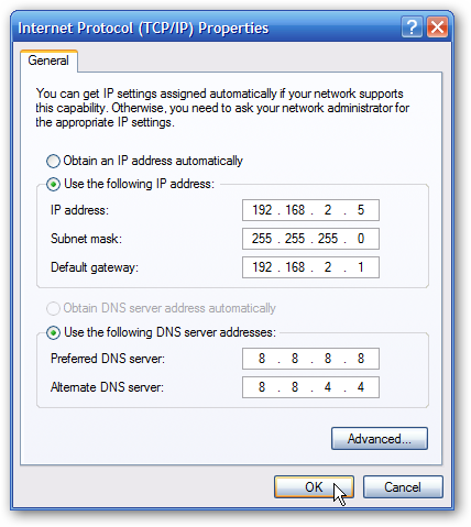 What manual IP address should I use?