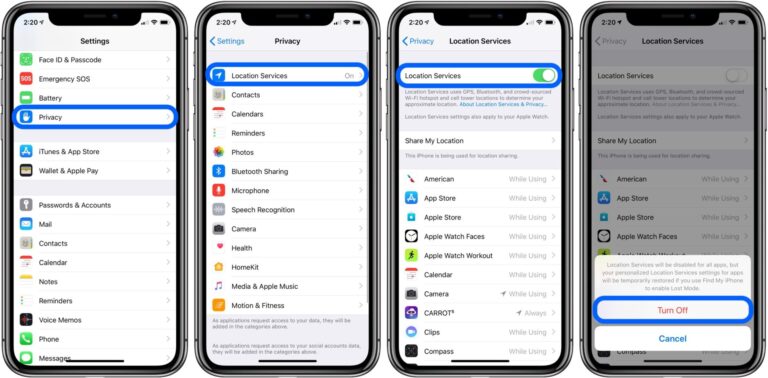 How to turn off location services on iPhone?