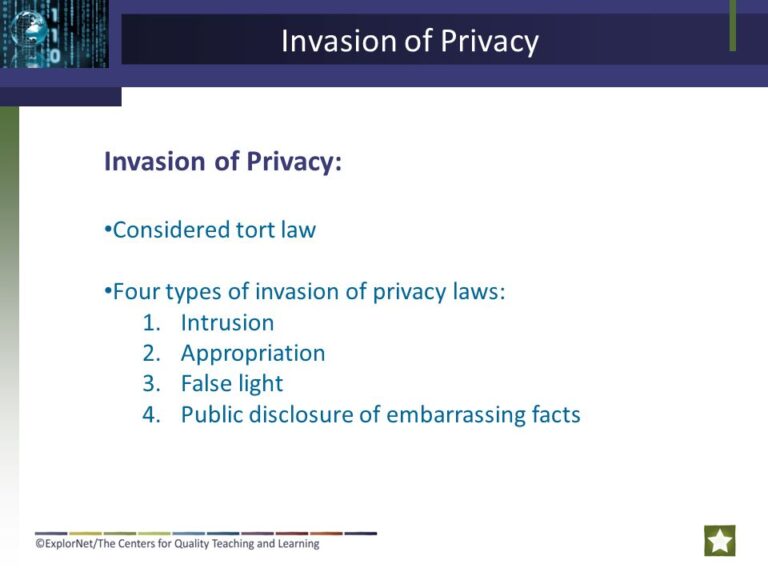 What are the 4 types of invasion of privacy?