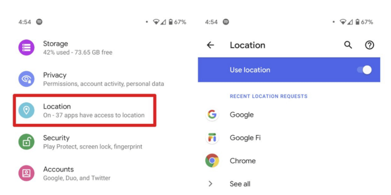 What happens when you turn off location on Android?