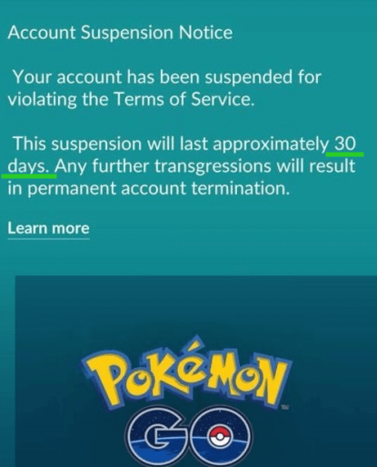 What triggers a ban in Pokemon Go?