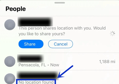 Why does find my friends say no location found?