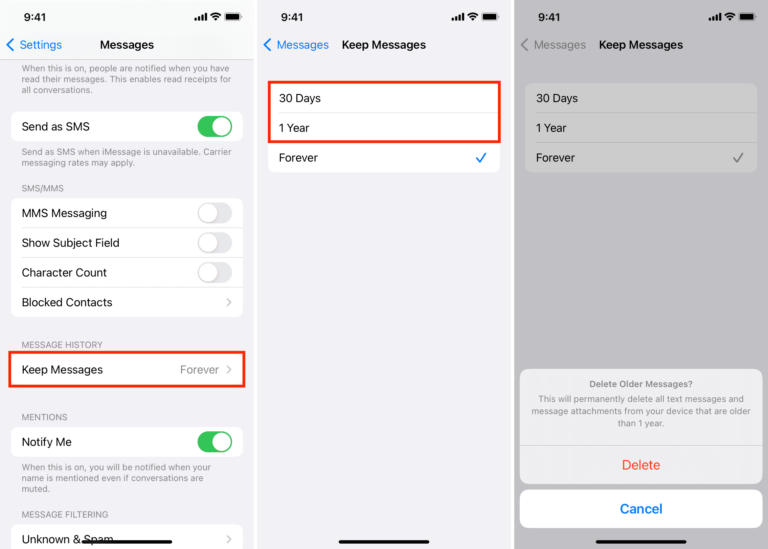 How long does iCloud keep deleted text messages?