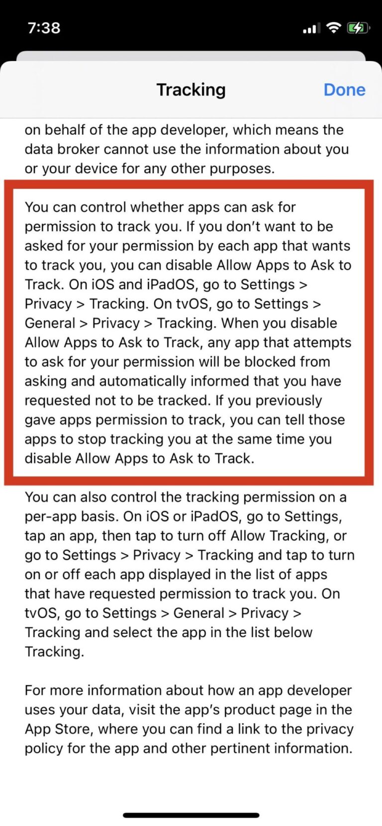 What happens if I turn off allow tracking?