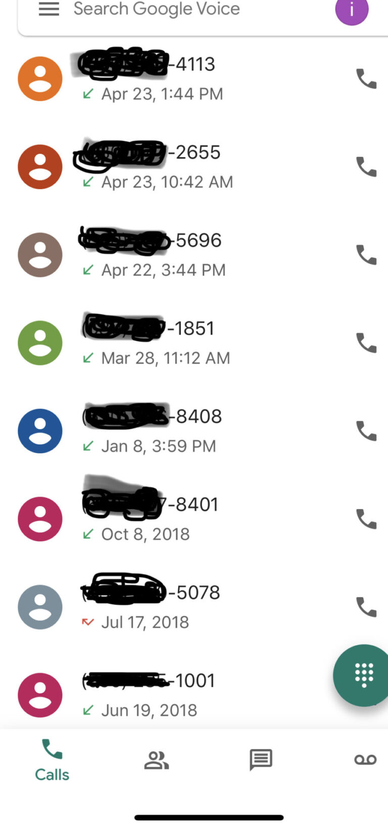 Do unanswered calls show up on call log?