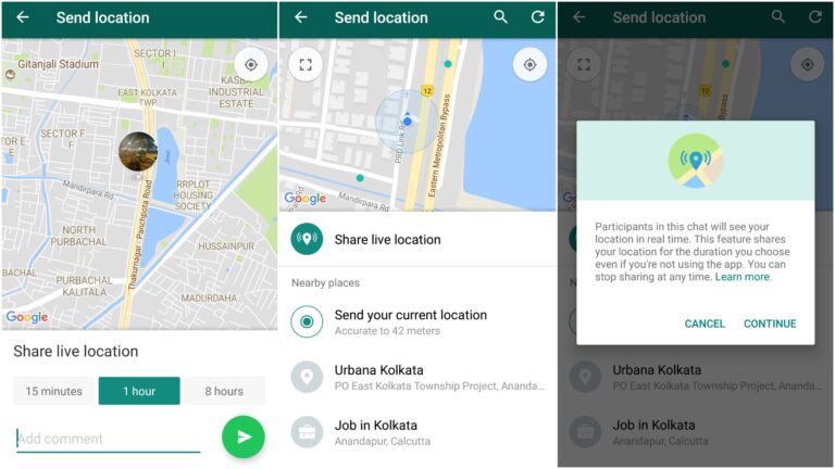 How does WhatsApp live location work?