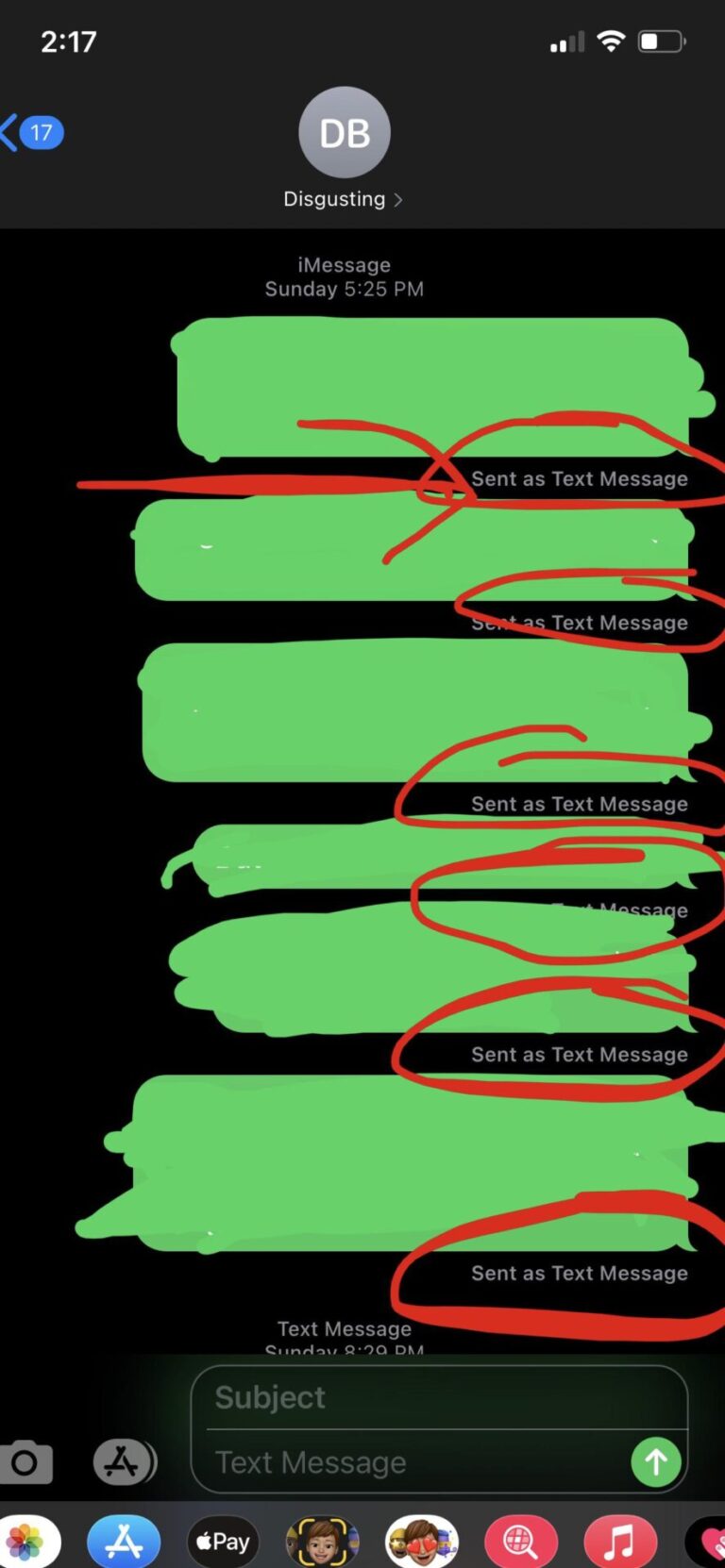 Will messages turn green if blocked?